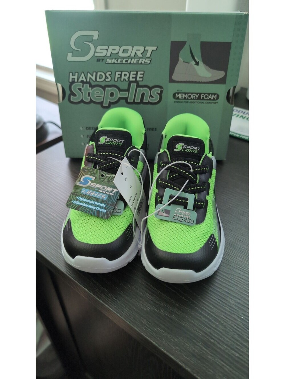 Sports by Skechers Size 11T Lime Green Slip On Memory Foam Comfort